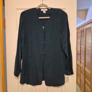 Real Clothes by Saks Fifth Avenue 100% Silk Teal Women's Size S Jacket Deadstock